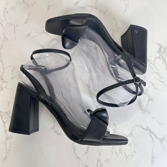 Sam & Libby Jordan High Block Heel WMNS Black US7.5 Square Toe Sandals 4" Pumps - Picture 5 of 9